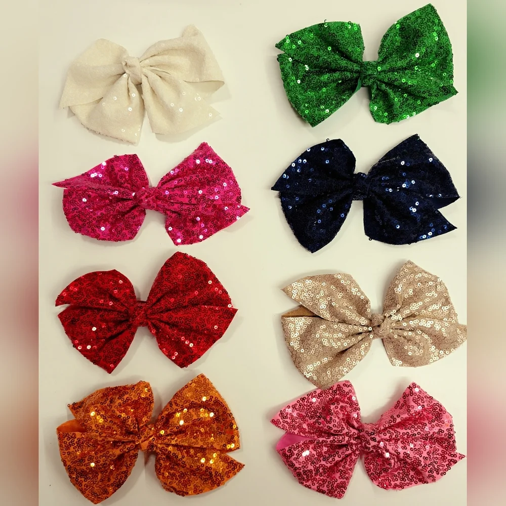 Set of 8 Sequin Hair Bows